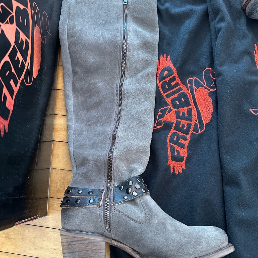 Freebird Daisy Taupe Suede Studded Boots